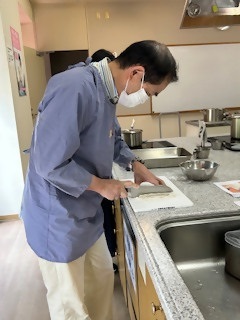 そば打ち教室の様子 包丁