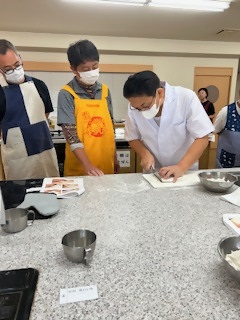そば打ち教室の様子 包丁