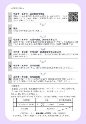 たまのの就職活動助成金チラシ